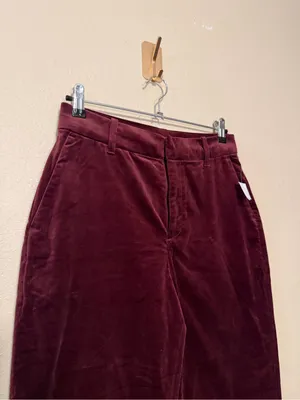 GAP Velvet High Rise Straight Leg Pants Red Noir Size 4 NWT thumbnail 4