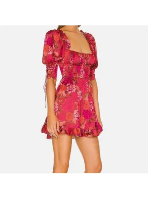 For Love and Lemons Alia Mini Dress in Red size XS thumbnail 4