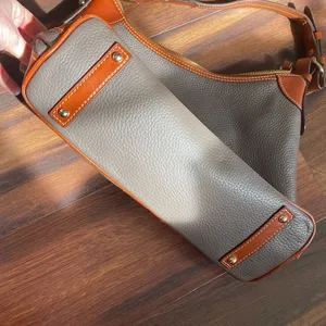 Dooney and Bourke Taupe Elephant Gray Pebbled Leather Shoulder Bag thumbnail 6