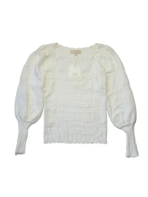 Sézane NWT La Maille Ronnie in Ecru Textured Pointelle Knit Sweater Top XS thumbnail 4