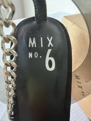 Mix No.6 Black Chain & Suede Ankle Strap Heels thumbnail 7