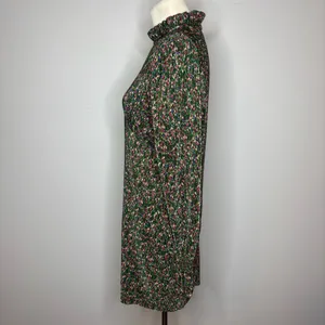 Asos - Plisse Frill Neck Mini Dress in Dark Green Floral thumbnail 5