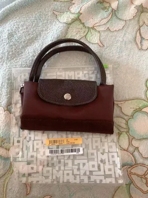 Longchamp Le Pliage Small Handbag Mocha Brown Short Handle Nylon Tote thumbnail 3