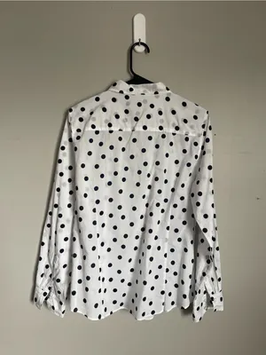CROWN & IVY | Polka Dot Button-Down Shirt Sz L thumbnail 5