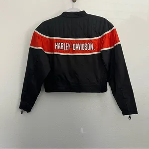 Harley Davidson 2000s Cropped Moto Jacket in Black Small thumbnail 2