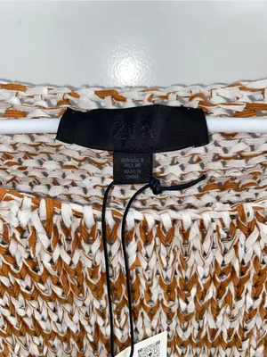 Zara Brown and White Knit Blouse Small thumbnail 3