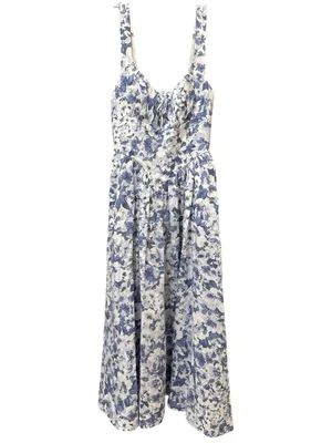 Reformation Baila 100% Linen Floral Coastal European Summer Dress Size: 2 thumbnail 4