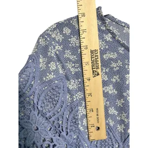 Saving Paige Floral Lace Pleated Midi Dress Women's Size S Blue Modest Dainty‎ thumbnail 10