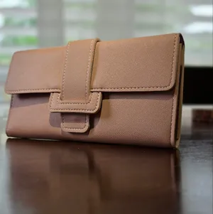 Minimalist Trifold Long Wallet - Dusty Rose Women’s Slim Clean Girl thumbnail 2