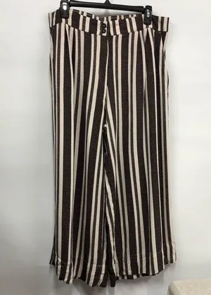 H&M elastic waist stripe wide Leg Trouser Pants W/Pockets women’s 14 thumbnail 2