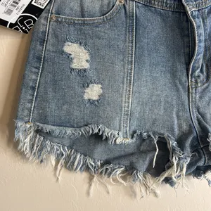 BBJ Los Angeles Women's Blue distressed Denim cutoff Shorts‎ size 11 30 thumbnail 3