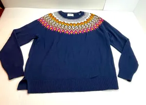 Old Navy Women Navy‎ Blue Fair Isle Long Sleeves Knit Pullover Sweater XL Tall thumbnail 1