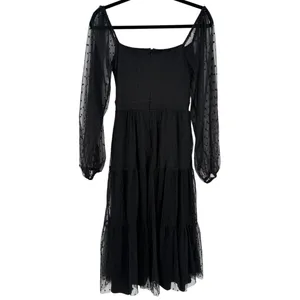 Lulus Black Swiss‎ Dot Tiered Bustier Midi Dress Size XS Whimsigoth Fairy Grunge thumbnail 6