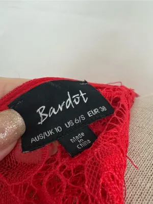 Bardot Red Sleeveless Lace Tiered Mini cocktail Dress 6/S thumbnail 5