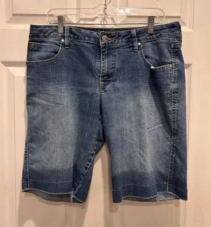 Jag‎ Jeans Womens Blue Denim Bermuda Shorts Size 14 Medium Wash Frayed Stretch thumbnail 1