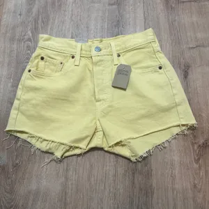 Levi's | NWT Women's 501 Yellow High Rise Frayed Raw Hem‎ Denim Shorts, Size 24 thumbnail 3