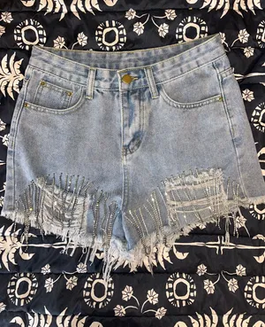 Rhinestone Fringe Shorts Blue Size 4 thumbnail 1