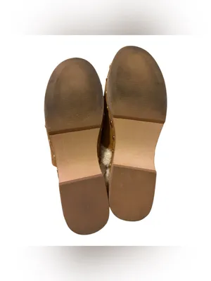 Caslon Cozy Sherpa-Lined Gold Studded Cognac Brown Suede Mule Clog Shoes Size 9 thumbnail 6