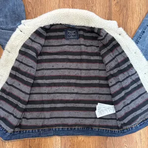 Abercrombie & Fitch Denim bomber Jacket‎ Sherpa Collar Womens Size small Lined thumbnail 2