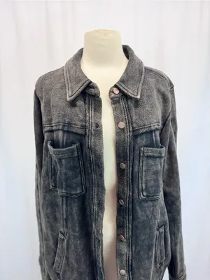 Washed Black Shacket Jacket M Womens Edgy Grunge Western Urban Casual Festival thumbnail 3