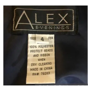 Y2K Alex Evenings navy beaded slip cowl neck floral satin formal Gown small thumbnail 12