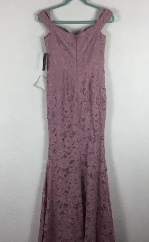 NWT Lulus Swept Up Maeve Pink Lace Off-the-Shoulder Mermaid Maxi Dress Medium thumbnail 15