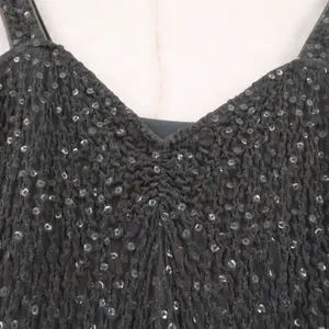 Sara Mique Sequin Stretch Maxi Dress Womens Size S Slate Grey 90s Minimalist thumbnail 2