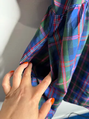 Old Navy Puff-Sleeve Blue Plaid Fit & Flare Taffeta Mini Dress Large Preppy Work thumbnail 8