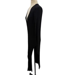 Free People Skylight Ribbed Longline Cardigan Black Button Front Small‎ thumbnail 8