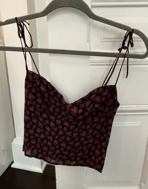Reformation Heart Print Crop Cami | Burgundy | Size 4 thumbnail 1
