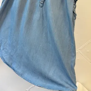 LOFT Blue Lyocell Chambray Ruffle Sleeve Henley Blouse Top Large Casual Office thumbnail 5