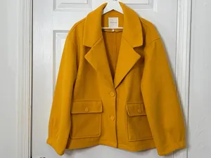 Avec Les Filles Mustard Utility Jacket L Quiet Luxury Shacket Coat Chic Modern thumbnail 4