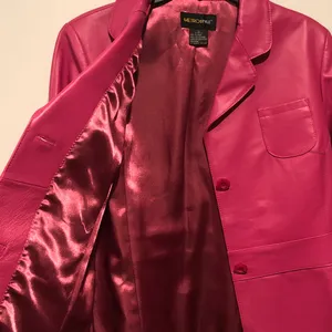 Vintage Metrostyle Magenta Leather Jacket Pink Size 12 thumbnail 5