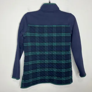 L.L. Bean quilted Mock‎ neck pullover sweatshirt blue green women's small petite thumbnail 9