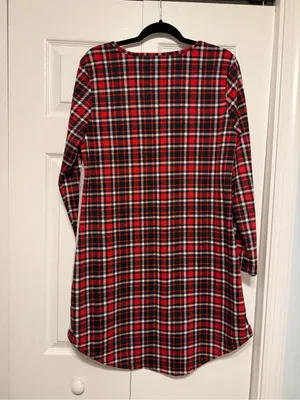 Disney Mickey Mouse Plaid Fleece Sleep Shirt Nightgown Dress Size Small/Medium thumbnail 2