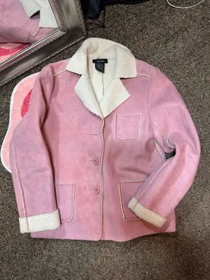 Y2k Soft pink warm suede jacket thumbnail 2