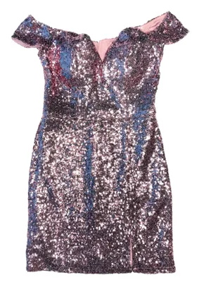 B. Darlin Silver Sequin Mini Dress Size 9/10 thumbnail 3