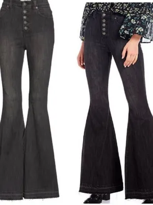 NWOT Free People Irreplaceable Button Front High Waisted Bell Bottom Flare Jean thumbnail 3