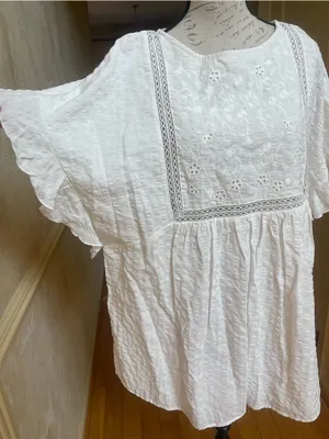 Altar’d State Cove White Embroidered Flutter Sleeve Mini Cotton Dress Boho Sz M thumbnail 3