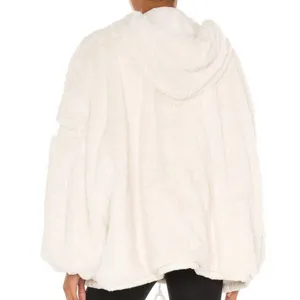 Free People Movement Take a Moment Faux Fur Hooded Jacket in ivory. thumbnail 12