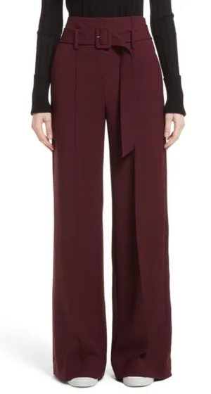 Theory Camogie High Waist Belted Wool Blend Wide Leg Trouser Pants in Graham thumbnail 1
