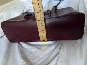 Kate Spade Kerri Medium Tote Bag Burgundy Leather with Glitter Flower Charm thumbnail 9