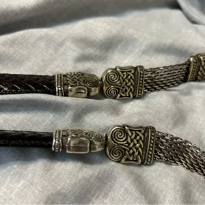 Black Brown Silver Metal Chain Link Ornate Dual Sided Belt Statement Festival thumbnail 13