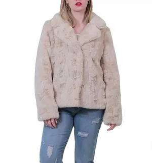 Francesca's NWT Joujou textured faux fur jacket in pink. Size Large thumbnail 4