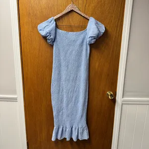 Baltic Born Alana Smocked Puff Sleeve Off the Shoulder Midi Light Blue Large thumbnail 12