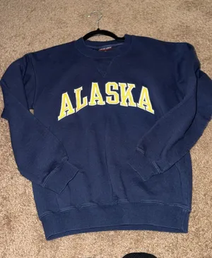 Alaska Navy Collegiate Crewneck Sweatshirt Size Small thumbnail 1