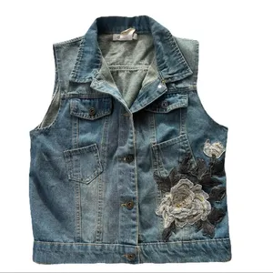 Paisley Vine Denim Vest L Lace And Flower Appliqué Whimsy Fairy Boho Western thumbnail 6