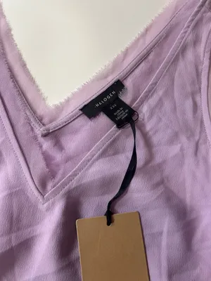 Halogen Lavender Raw Edge V-Neck Chiffon Tank Top Size XXS thumbnail 4