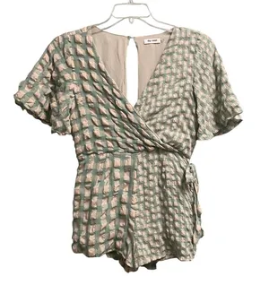 Day + Moon Womens Size Medium Seersucker Plaid Romper Wrap Skort thumbnail 1