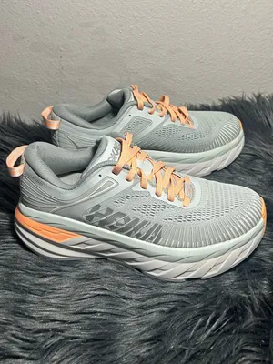 Hoka One One Bondi 7 Running Gray Harbor Mist Comfort Sneakers Size 5.5 thumbnail 4